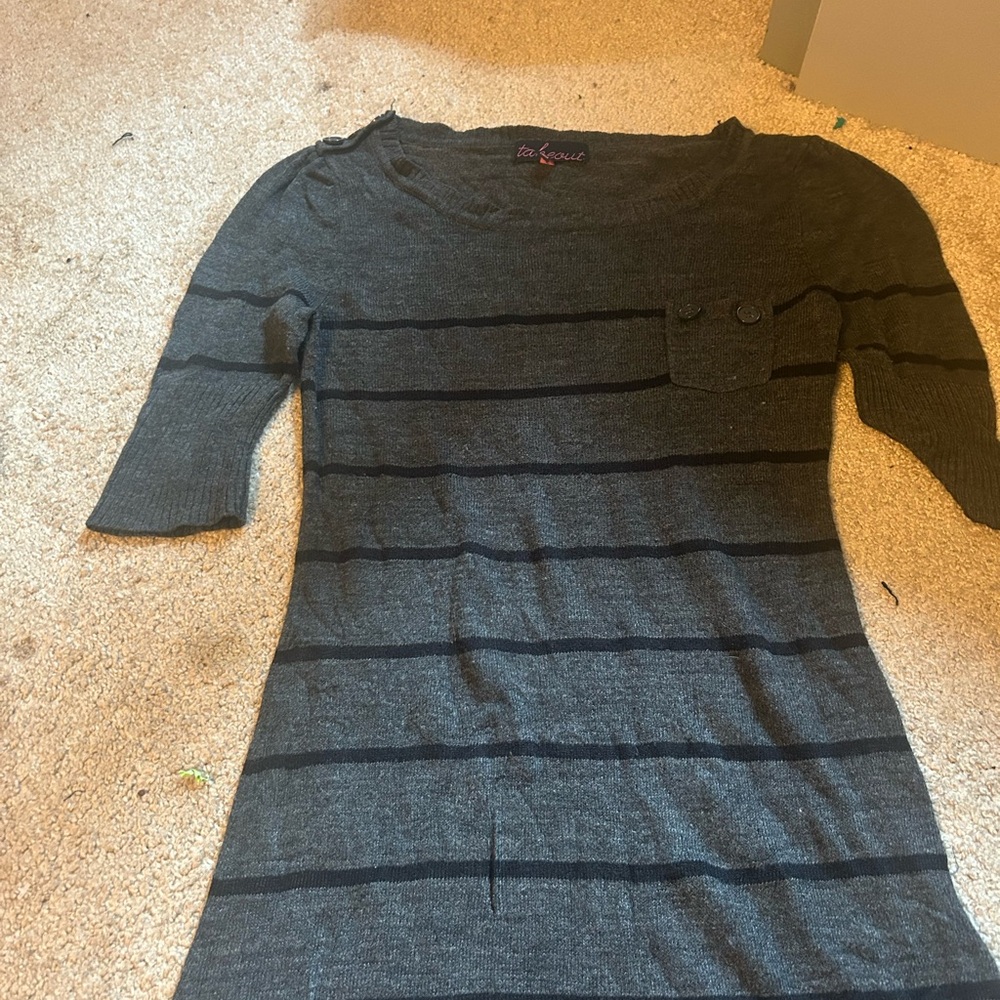 Takeout Charcoal and Black Knit Top